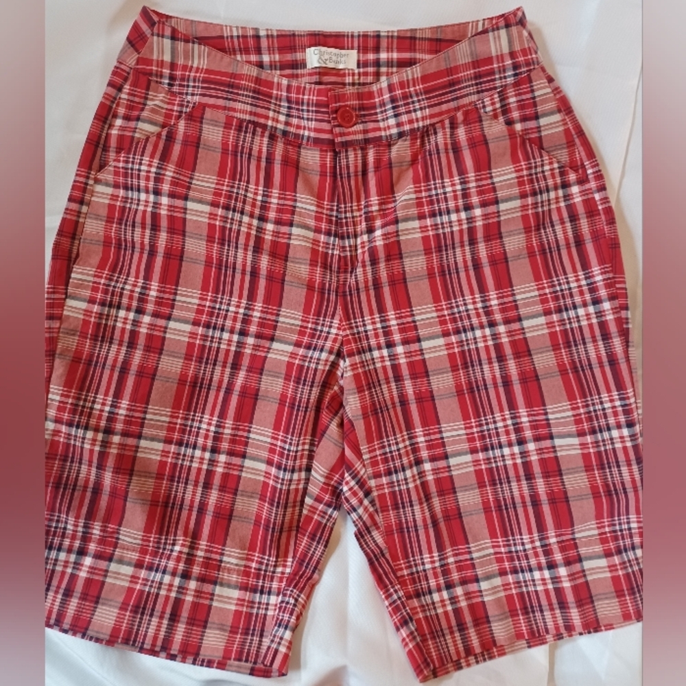 Size 4 Christopher & Banks Plaid Shorts Stretch